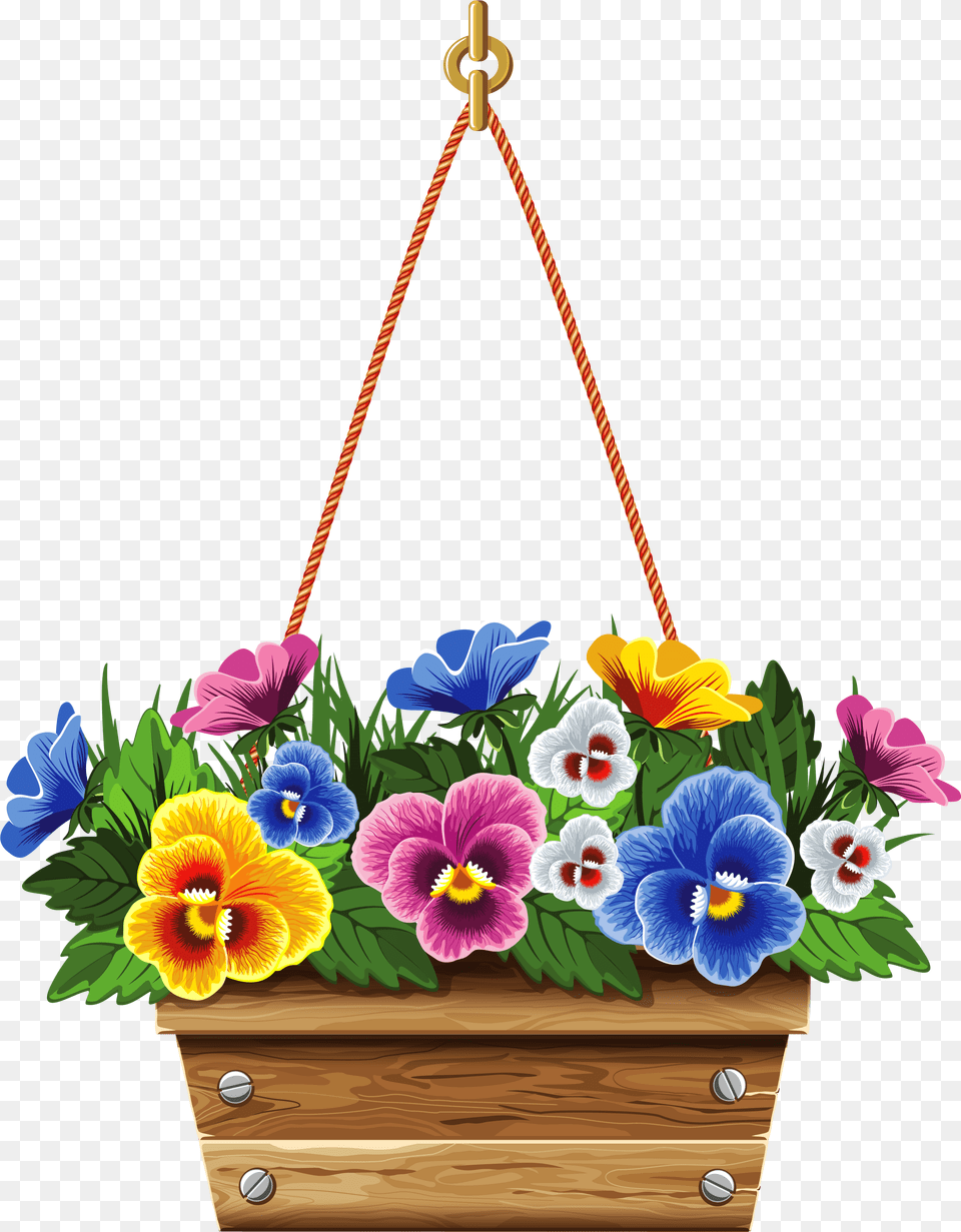 Daisies Clipart Flower Basket Hanging Flower Pots Clip Art, Jar, Plant, Planter, Potted Plant Png