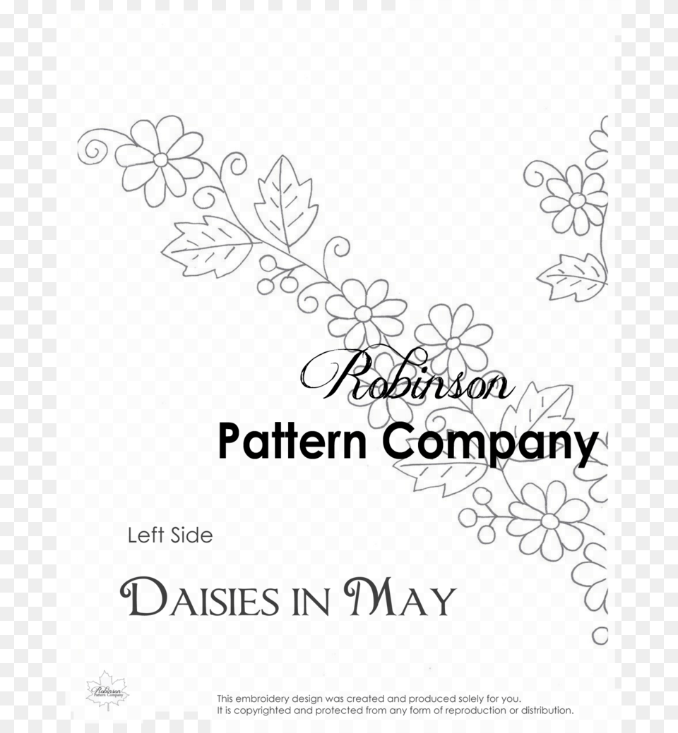 Daisies In May Hand Embroidery Pattern Line Art, Floral Design, Graphics, Advertisement, Poster Free Png
