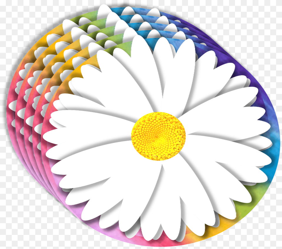 Daisy 3d Element Rainbow Background Petals Floral Chamomile, Flower, Plant, Chandelier, Lamp Png