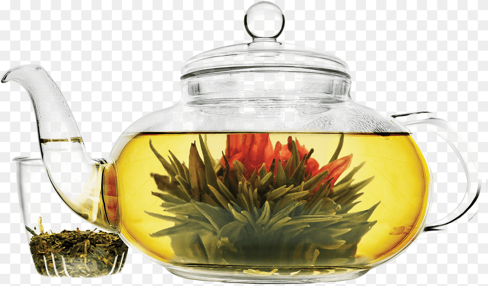 Daisy 40 Oz Glass Teapot No Background Clear Teapot With Flower, Cookware, Pot, Pottery, Beverage Free Png