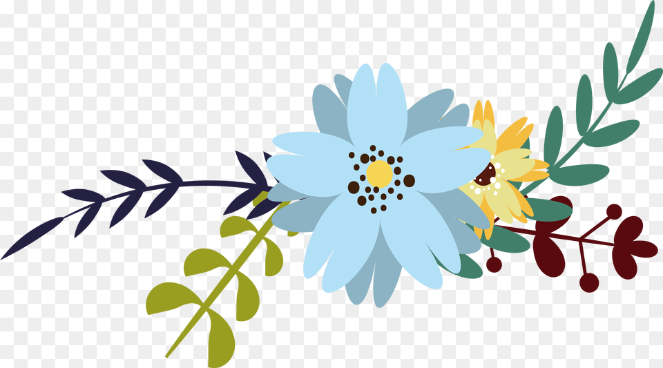 Daisy Blast Bloom Flower Border Flowers White Blue Flowers Vector Free, Art, Floral Design, Graphics, Pattern Png Image