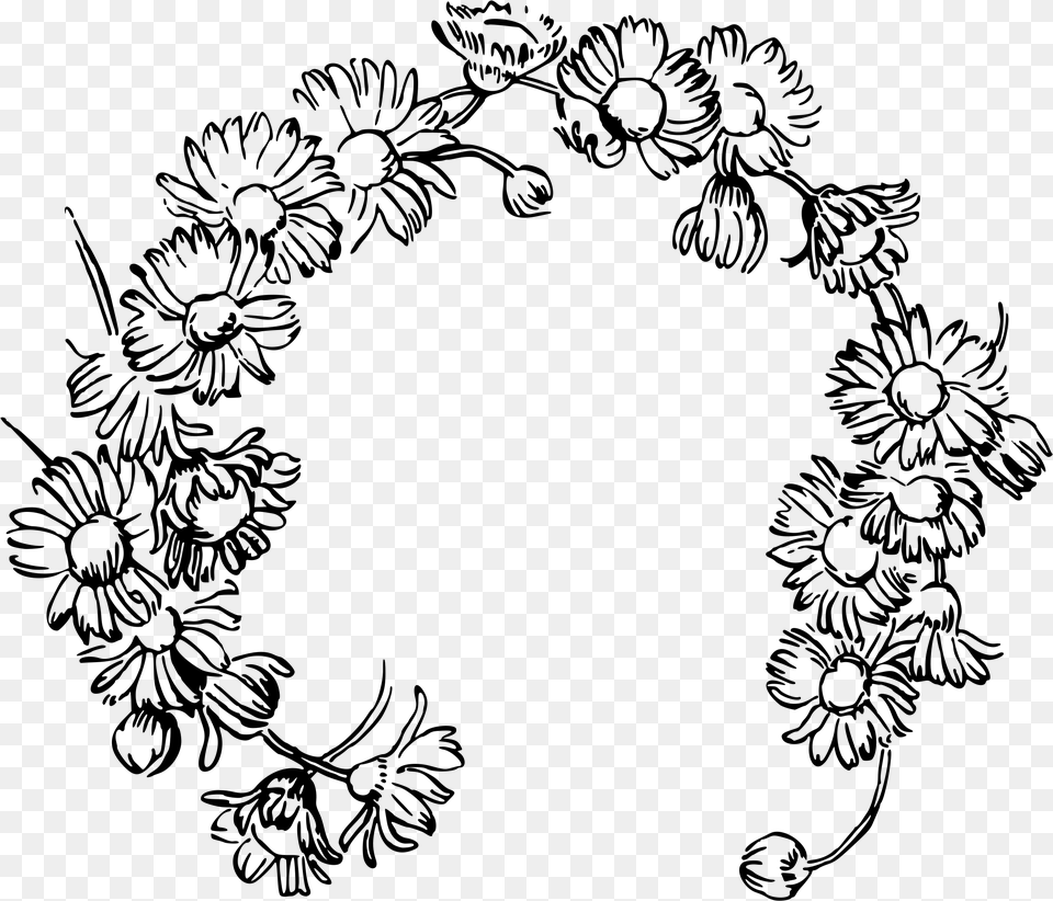 Daisy Chain Flower Chain Clipart, Gray Png Image