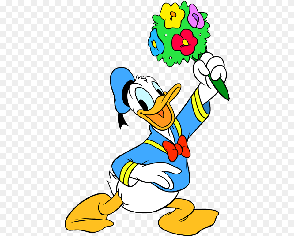 Daisy Duck Flower Clipart Donald Duck With Flowers, Cartoon, Baby, Person Free Transparent Png