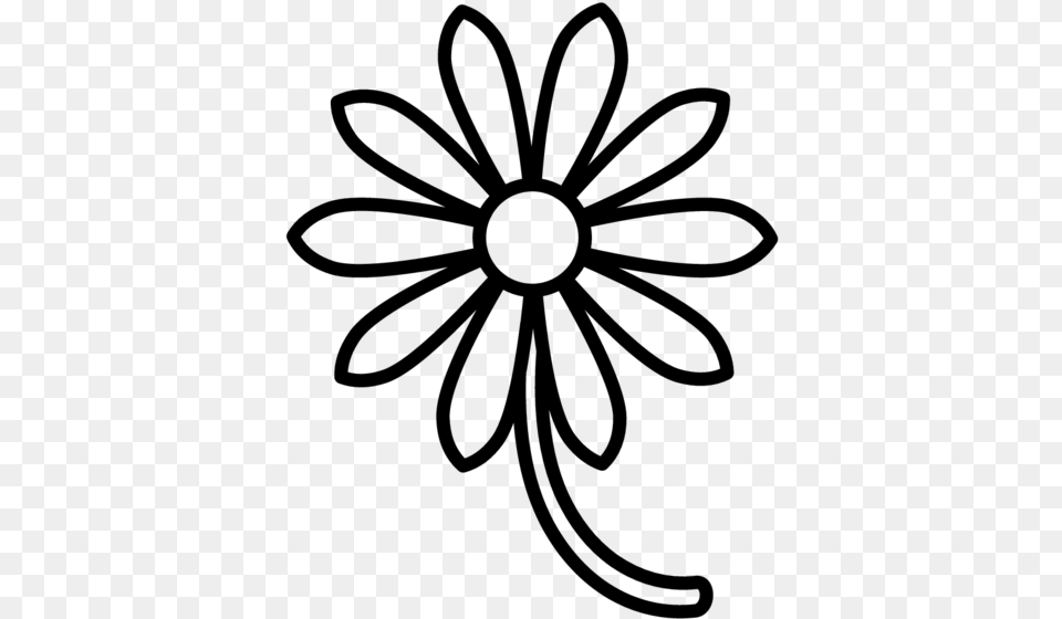 Daisy Flower Outline Flat Icon Sticker Flower Line Black And White Vector, Gray Png