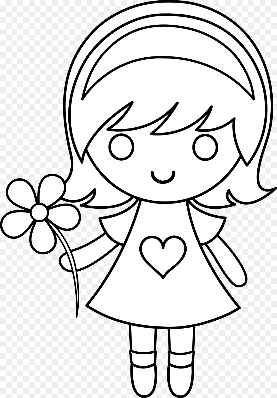 Daisy Girl Colorable Line Art, Book, Comics, Publication, Baby Free Png Download