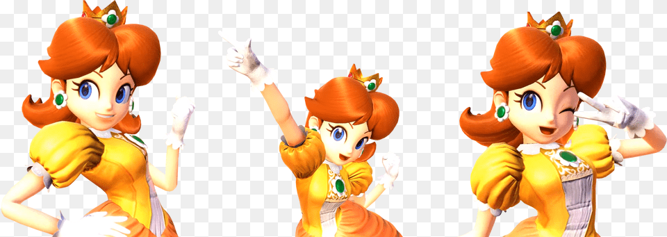 Daisy S Victory Poses From Super Smash Bros Ultimate Smash Bros Ultimate Daisy, Baby, Person, Clothing, Glove Free Png Download