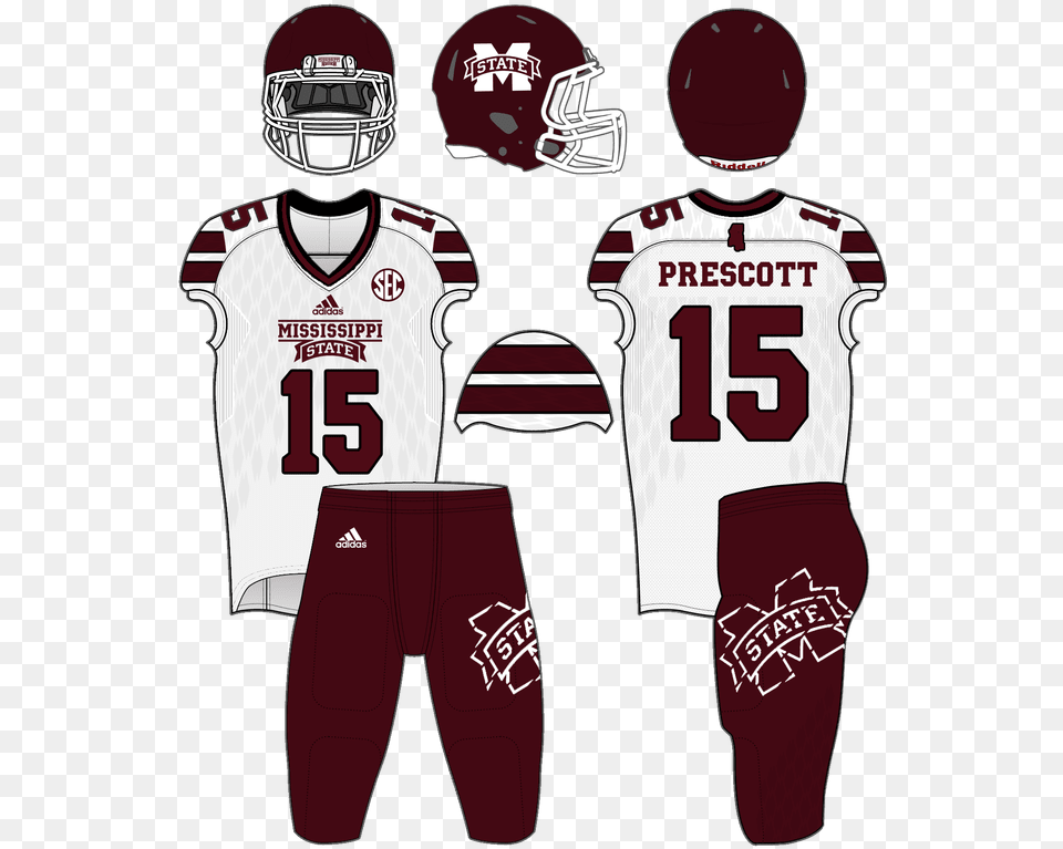 Dak Prescott White Mississippi State Bulldogs Alumni Adidas Football Jersey Template, Clothing, Helmet, Shirt, American Football Png Image