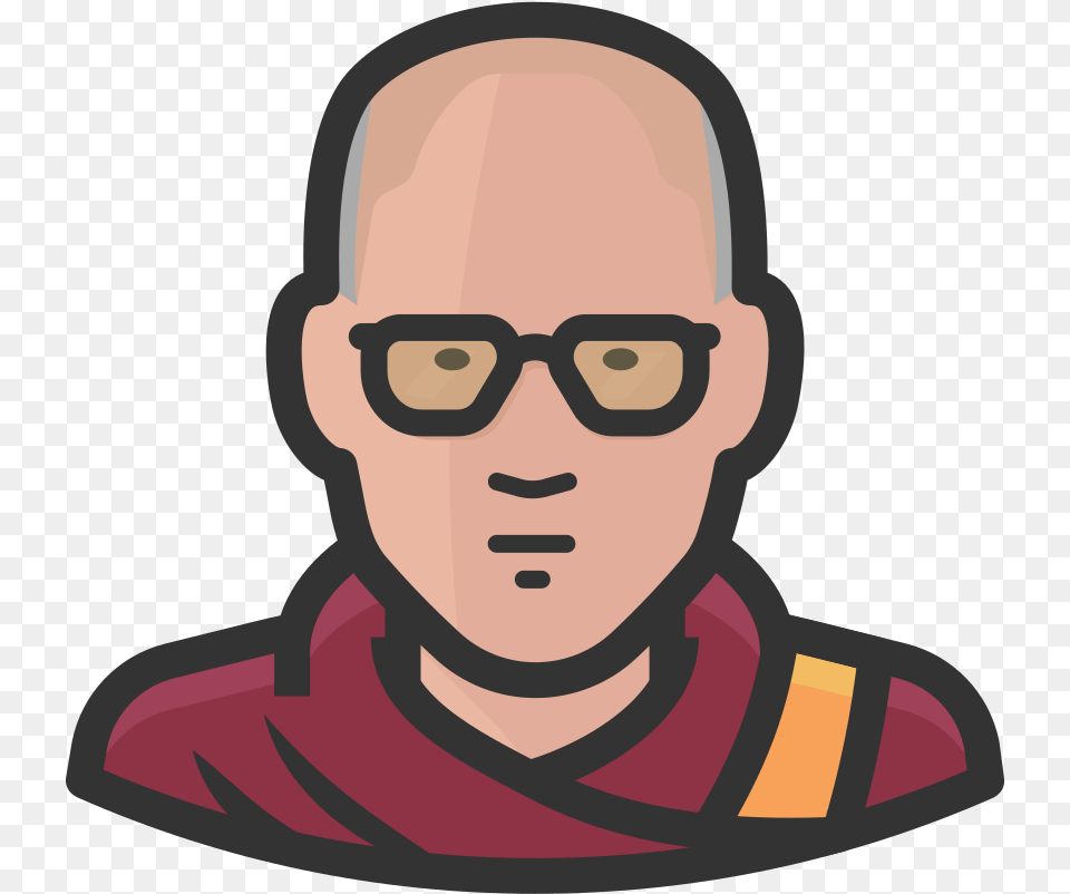 Dalai Lama Icon Dalai Lama Icon Art, Accessories, Portrait, Face, Glasses Png Image