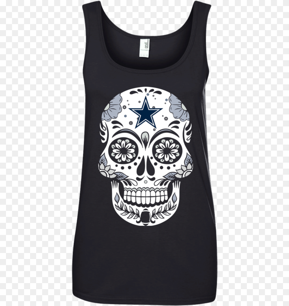 Dallas Cowboy Fan Saints Sugar Skull Shirt, Clothing, Tank Top, Person Free Png Download