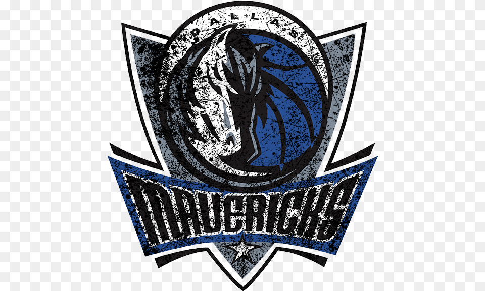 Dallas Mavericks 2001 Present Primary Logo Distressed Small Dallas Mavericks Logo, Emblem, Symbol Free Png Download