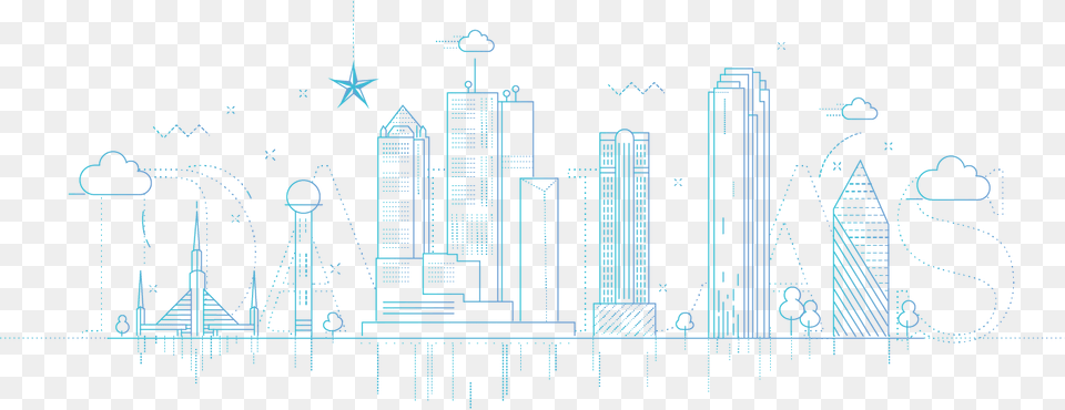 Dallas Skyline Diagram, City, Urban, White Board Free Png Download