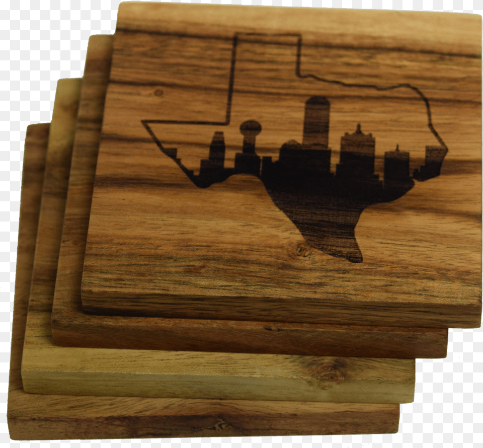 Dallas Skyline With Texas State Outline Coaster Plywood, Hardwood, Wood, Indoors, Interior Design Free Png