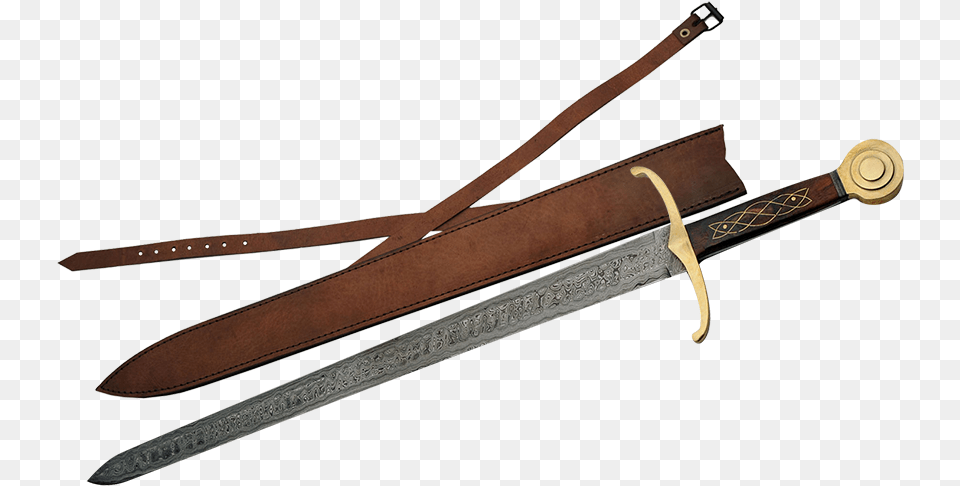 Damascus And Brass Medieval Knight Sword Sword, Weapon, Blade, Dagger, Knife Png