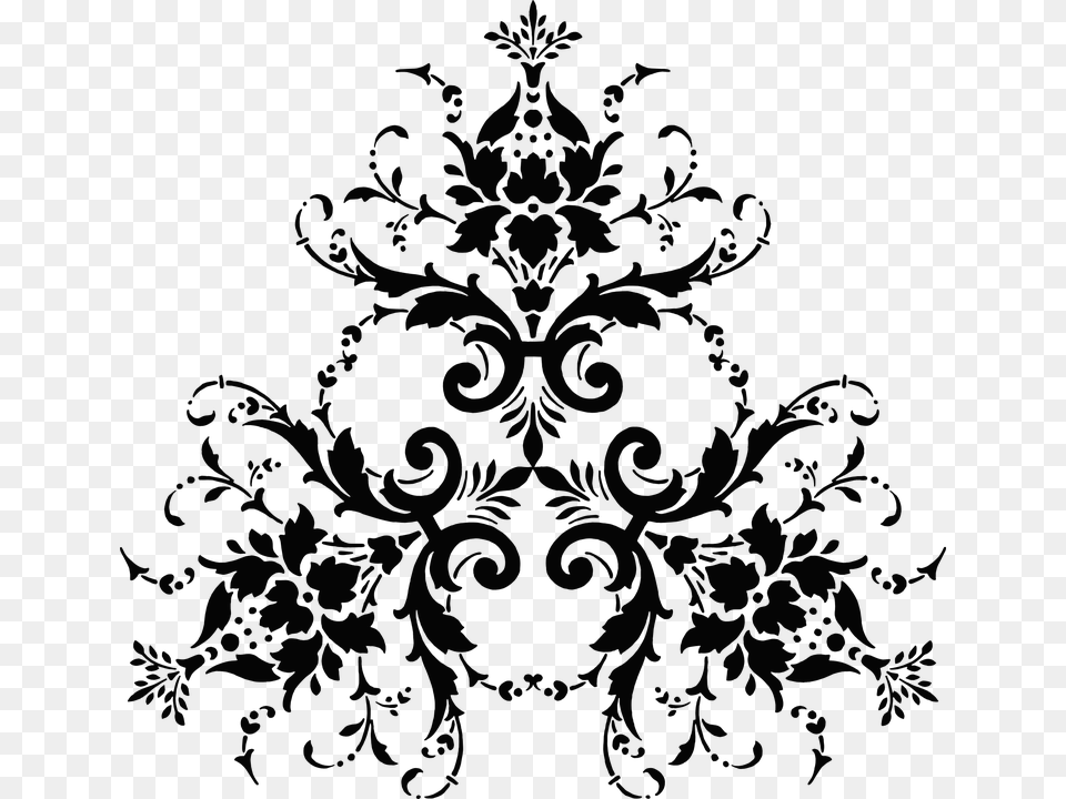 Damask Floral Flower Flourish Decorative Black White Damask Background, Art, Floral Design, Graphics, Pattern Png
