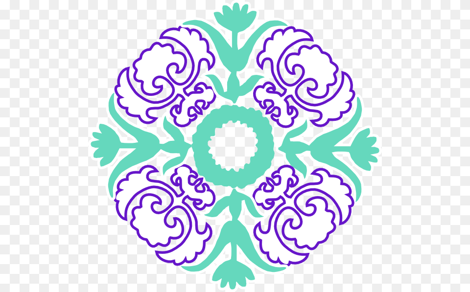 Damask Flourish Purple Mint Clip Art, Floral Design, Graphics, Pattern, Baby Free Png Download