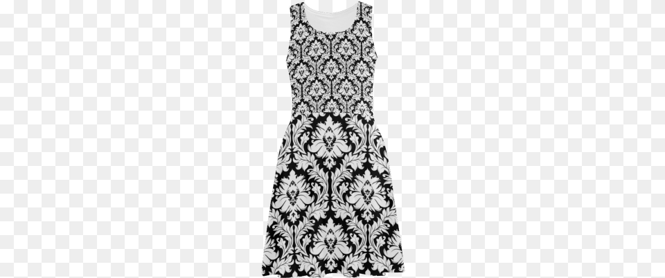 Damask Pattern Black And White Atalanta Sundress Dark Blue Damask Twin Duvet, Clothing, Dress, Art, Floral Design Png Image