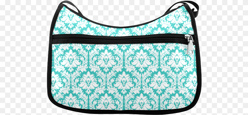 Damask Pattern Turquoise And White Crossbody Bags Handbag, Accessories, Bag, Purse Free Png