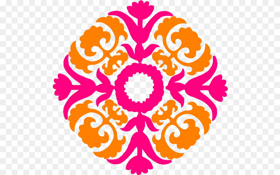 Damask Pink Orange Clip Desain Floral Islam Islamic Background Pattern Design, Art, Floral Design, Graphics, Baby Free Png