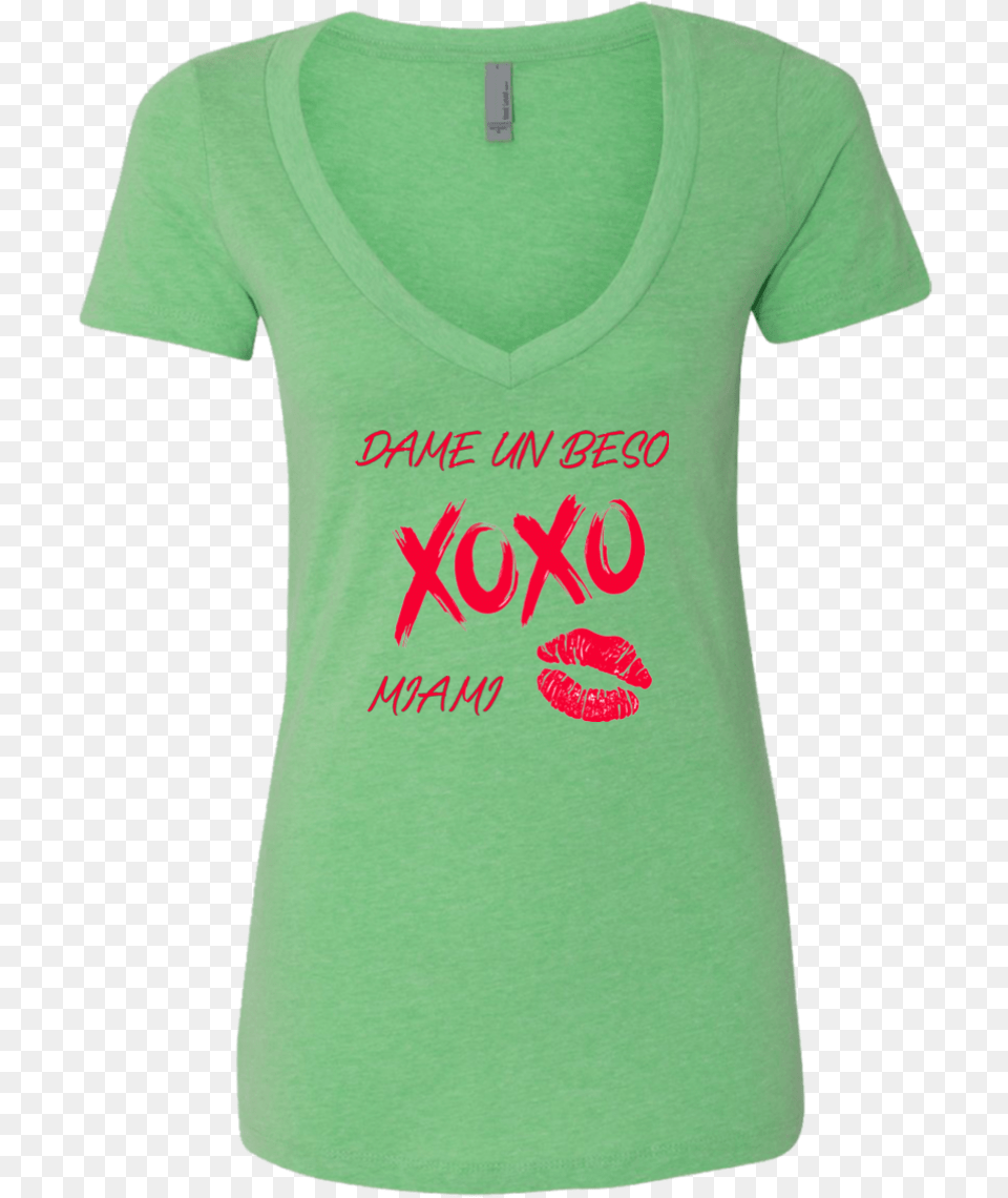 Dame Un Beso Miami Xoxo Ladies39 Deep V Neck T Shirt, Clothing, T-shirt Free Png