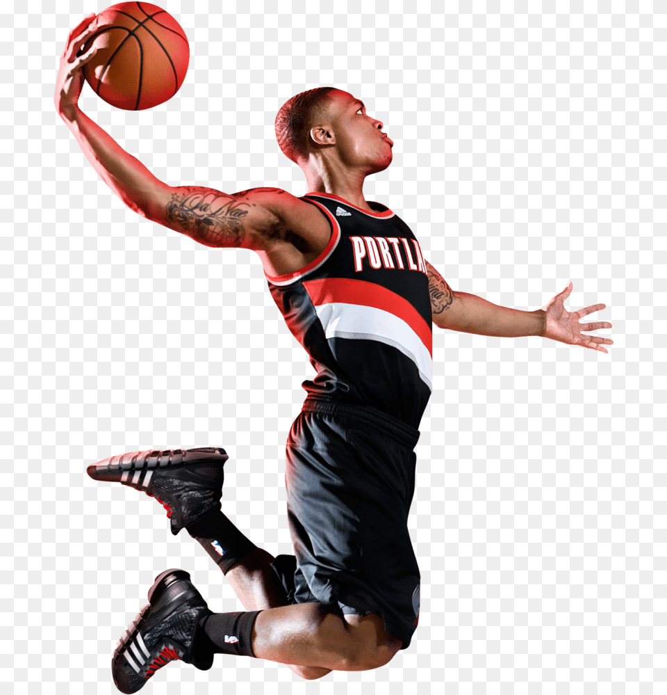 Damian Lillard Dunk Basketball Player Dunk, Person, Body Part, Hand, Finger Free Transparent Png