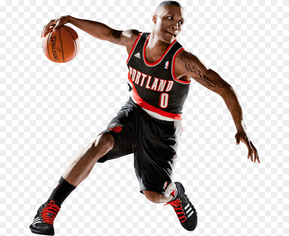 Damian Lillard Fast Dribbling Damian Lillard, Adult, Person, Man, Male Free Png