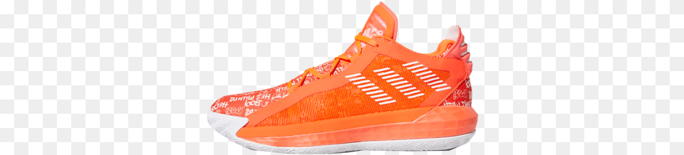Damian Lillard Orange Basketball Shoes Dame 6 Solar Red, Clothing, Footwear, Shoe, Sneaker Free Png Download