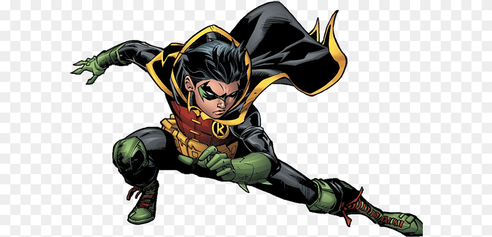 Damian Wayne As Robin In Super Sons Cartoon, Person, Book, Comics, Publication Free Transparent Png