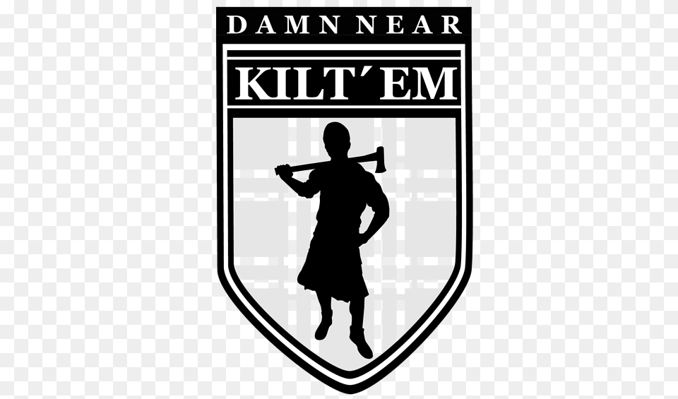 Damn Near Kilt Em Logo, Adult, Male, Man, Person Free Transparent Png