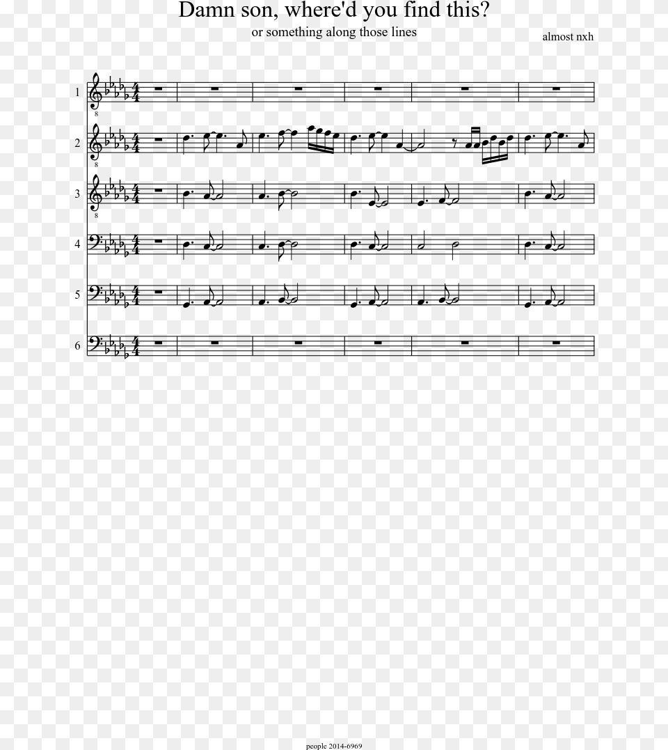 Damn Son Where D You Find This Sheet Music Composed Sheet Music, Gray Png
