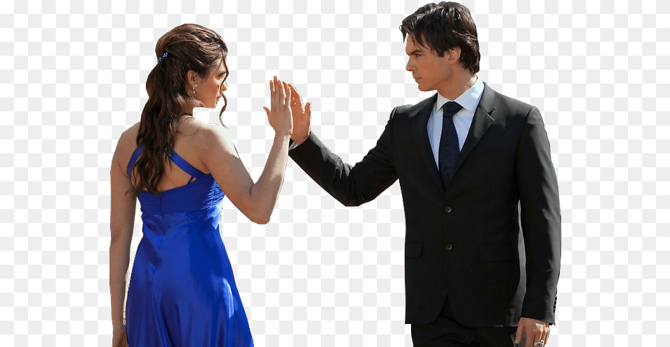 Damon And Elena, Formal Wear, Suit, Clothing, Dress Free Transparent Png