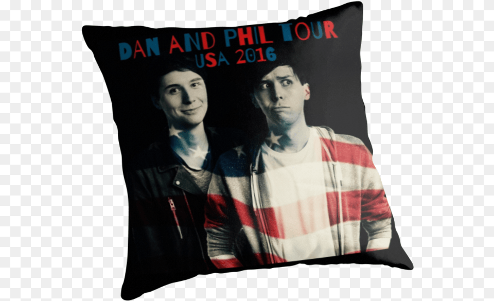 Dan And Phil Usa Tour Cushion, T-shirt, Clothing, Adult, Person Free Transparent Png