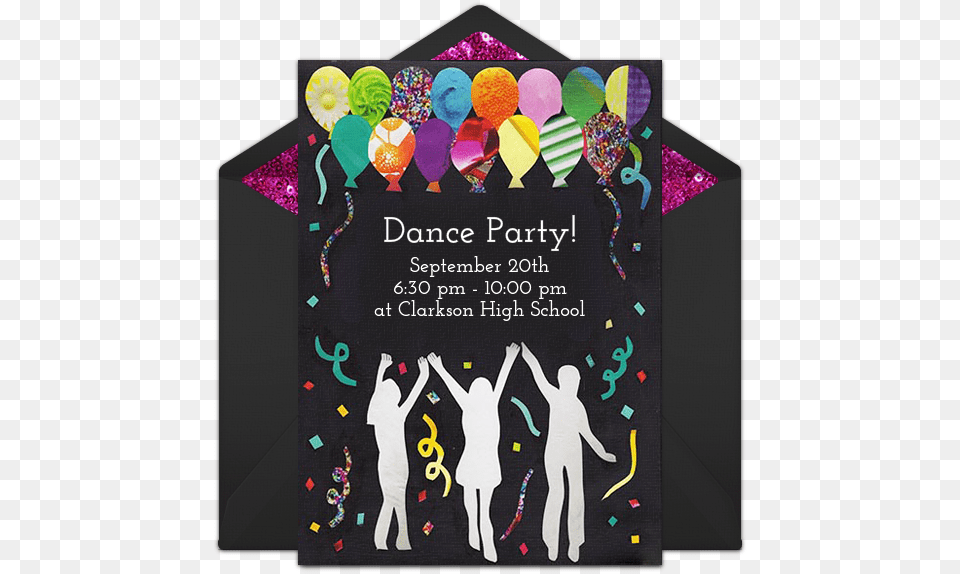 Dance Party Invitation Card, Advertisement, Envelope, Greeting Card, Mail Free Png Download