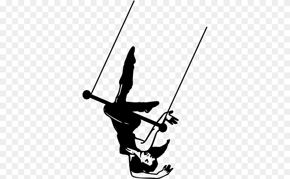 Dancer Converted To Trapeze Artist Clip Art Trapeze Clip Art, Silhouette, Stencil, Person, Bow Free Transparent Png