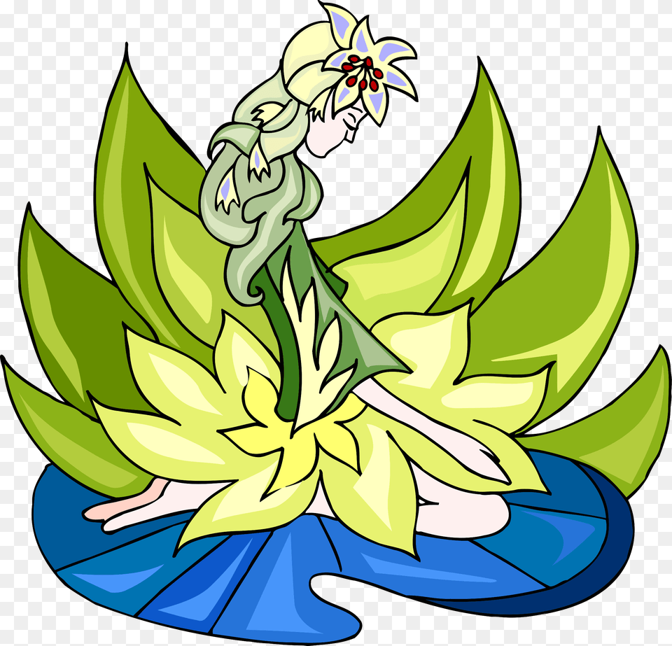 Dancer In Lotus Dress Vector Clipart Art, Graphics, Flower, Plant Png Image