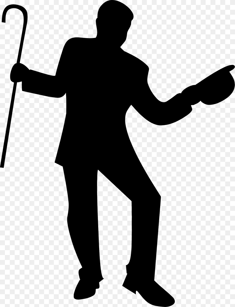 Dancer With Cane Silhouette, Adult, Male, Man, Person Free Png