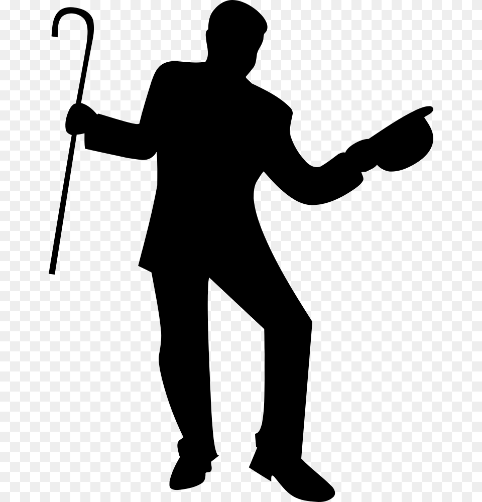 Dancer With Cane Silhouette Dancing Silhouette Cane, Gray Free Transparent Png
