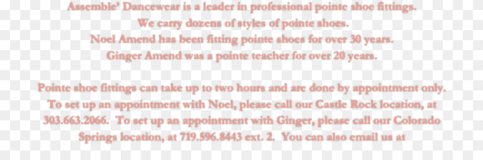 Dancewear Is A Leader In Professional Pointe Document, Text Png