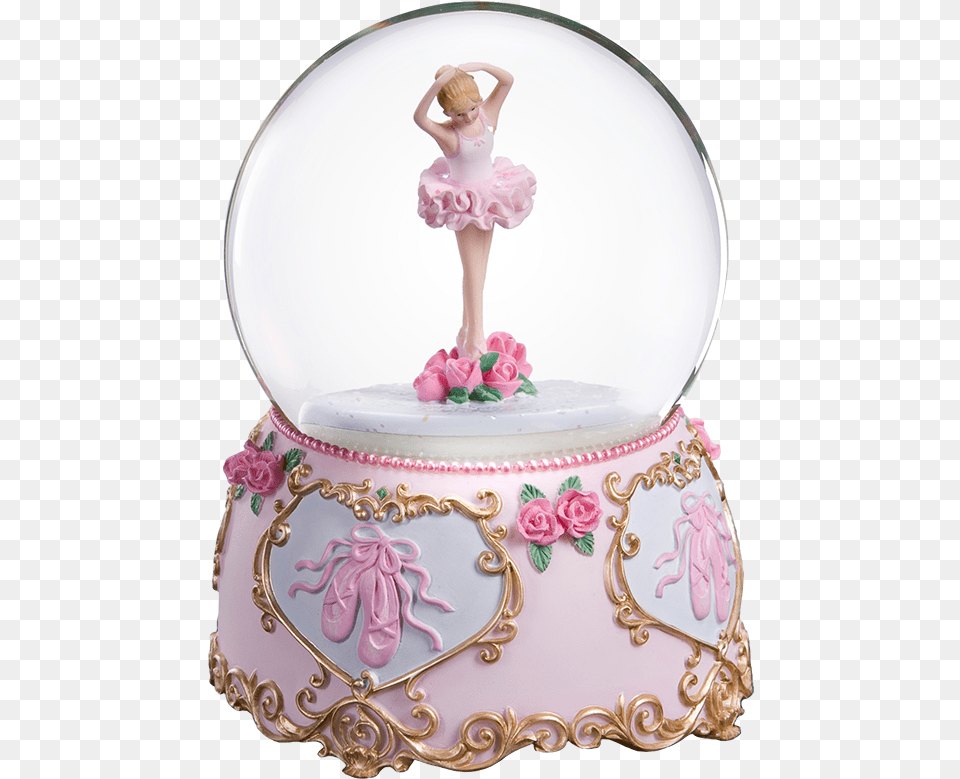 Dancing Ballerina Snow Globe, Figurine, Birthday Cake, Cake, Cream Png