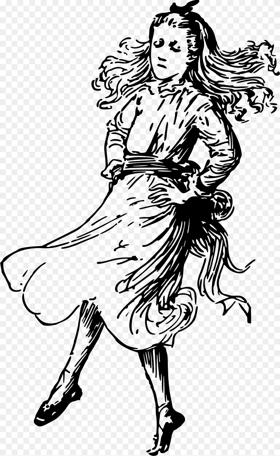 Dancing Girl Clip Arts Illustration, Gray Png Image