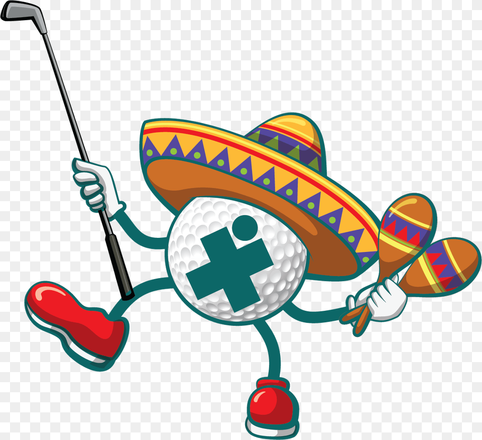 Dancing Golf Ball Clipart Download Cinco De Mayo Golf, Clothing, Hat, Device, Grass Png Image