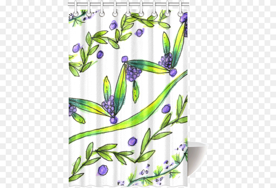 Dancing Green Purple Vines Grapes Zendoodle Iris, Curtain, Plant, Shower Curtain Free Png