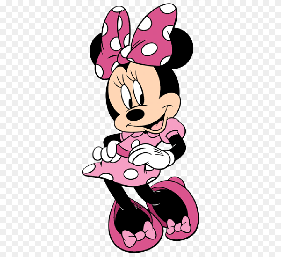 Dancing Minnie Mouse Pink Heart Background Clipart Minnie Mouse With Pink Dress, Cartoon, Book, Comics, Publication Free Transparent Png