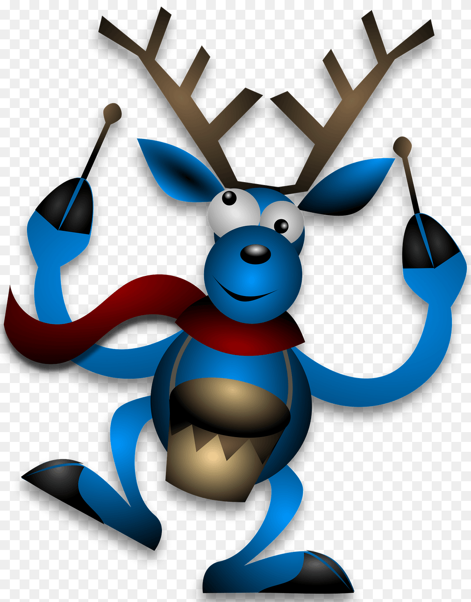 Dancing Reindeer With Drums Clipart, Animal, Deer, Mammal, Wildlife Png
