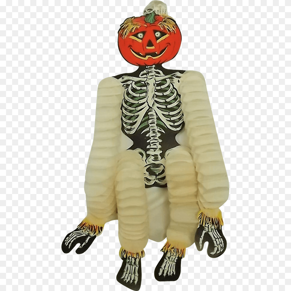 Dancing Skeleton With Jack O Lantern Head Hanging Halloween, Baby, Person, Food, Plant Png Image