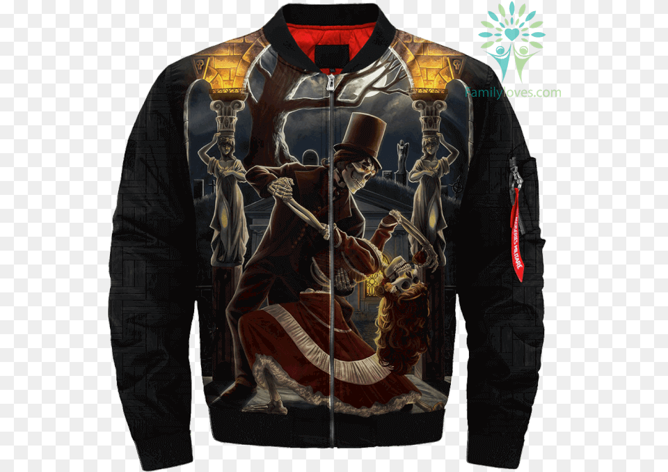 Dancing Skeletons By Chronoperates Over Print Jacket Jacket, Clothing, Coat, Person, Face Free Png