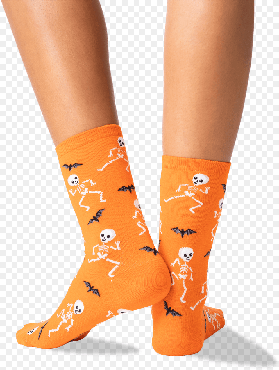 Dancing Skeletons Crew Socks Orange For Teen, Clothing, Hosiery, Sock, Person Free Png Download