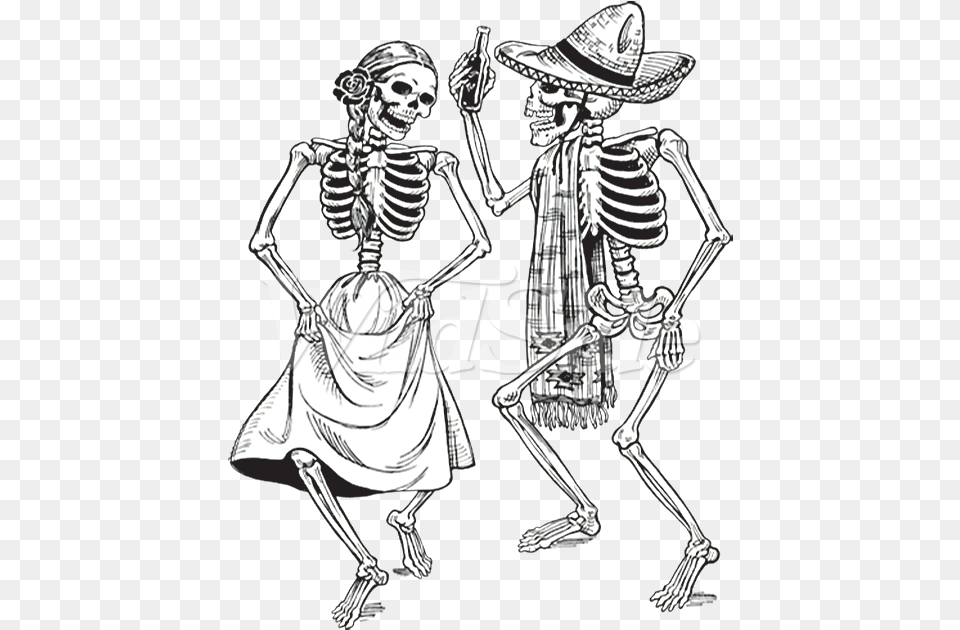 Dancing Skeletons Day Of The Dead Day Of The Dead Dancing Skeleton, Adult, Female, Person, Woman Free Png