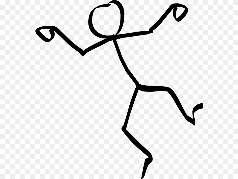 Dancing Stick Figure, Gray Free Png Download