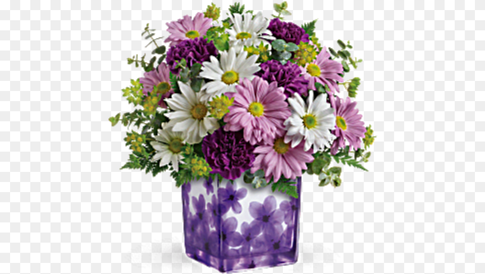 Dancing Violets Bouquet By Teleflora Teleflora Pitcher Container, Flower Bouquet, Daisy, Plant, Flower Free Png Download