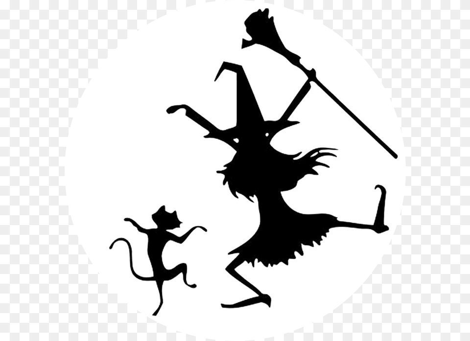 Dancing Witch Clipart, Silhouette, Stencil, Animal, Cat Png Image